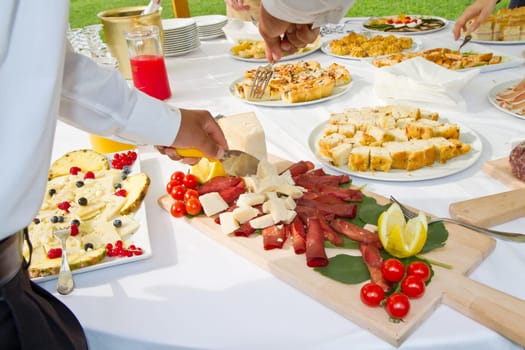 Italian appetizer with bresaola and parmesan cheese