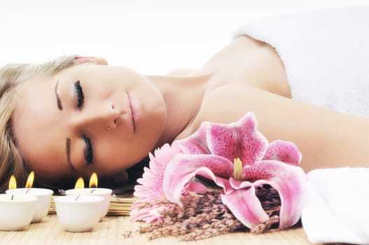 young beautiful woman  spa and beauty  treatment isolated on white