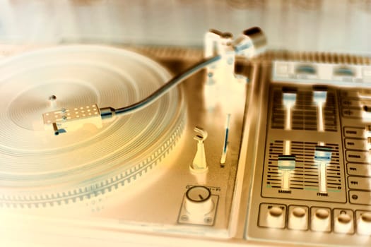 Shaded vinyl player is waiting its wise user
