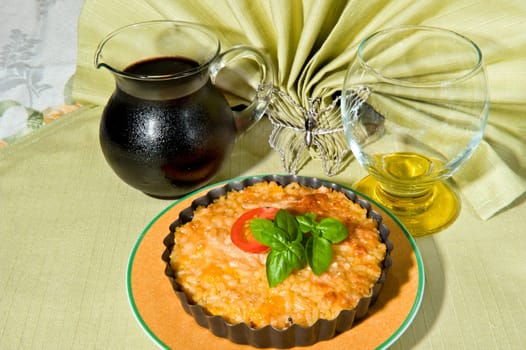 a rice cake on a colored background