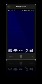Illustration of Fictitious Mobile Phone Isolated on Black Background - With Reflection