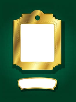 Golden frame and banner with room for text or photography over a green striped grungy background