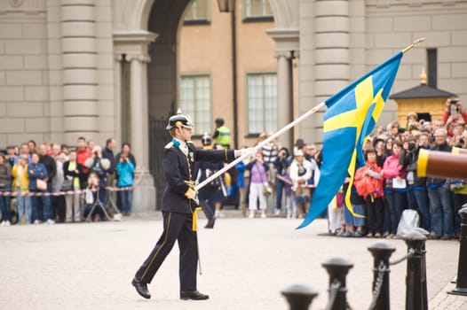 Ceremony changing of the Sweden Royal guard, taken in Stockholn on July 2011