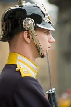 Sweden Royal guard protects the residence of the king in Stockholm.Taken on Julay 2011