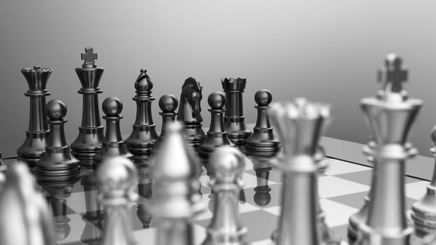 Chessboard Basic Position Silver Black