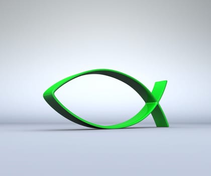 Green fish icon on grey
