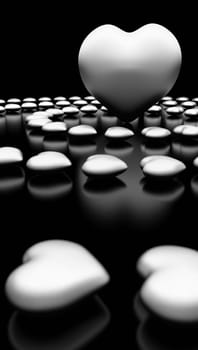 Silver Hearts in a Circle on Black