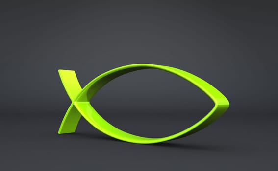 Fish icon green against black background