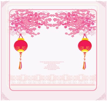 Chinese New Year card with asian lanterns