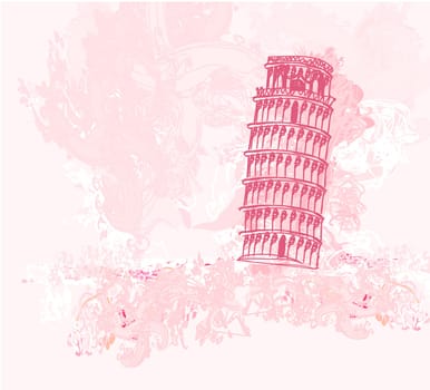 vector pisa tower grunge background