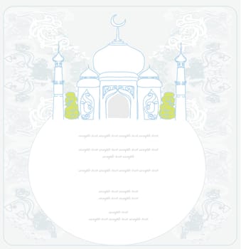 Ramadan background - mosque silhouette vector card