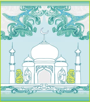Ramadan background - mosque silhouette vector card