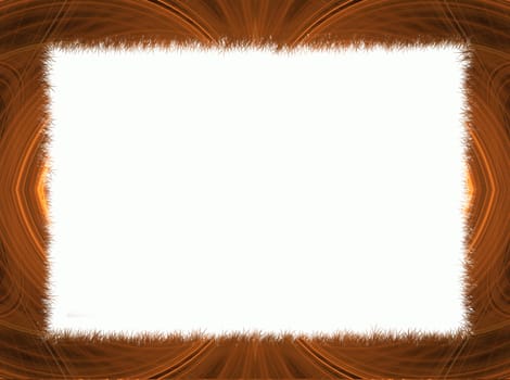 Orange Fractal Border with White Copy Space.