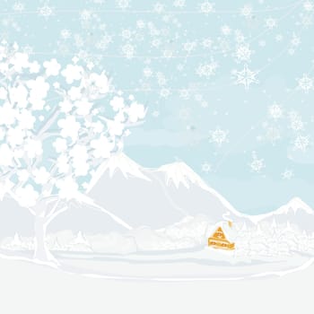 Christmas night in the village card