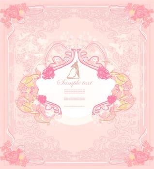 elegant wedding invitation with wedding couple