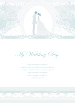 elegant wedding invitation with wedding couple