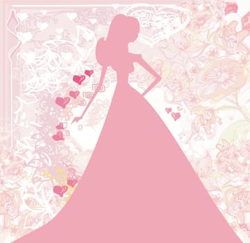 Abstract Beautiful floral bride silhouette