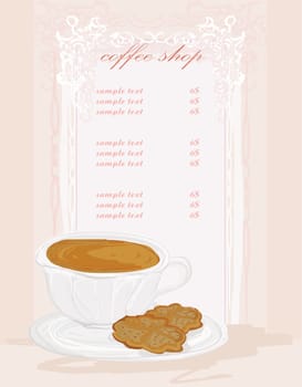 Cup of coffee with abstract design elements