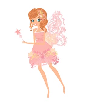 beautiful fairy with magic wand vector graphic