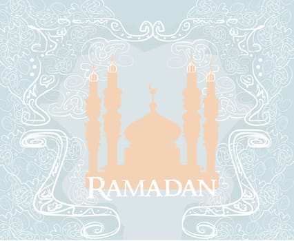 Ramadan background - mosque silhouette vector card