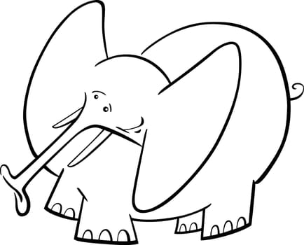 Cartoon Humorous Illustration of Cute Elephant for coloring book