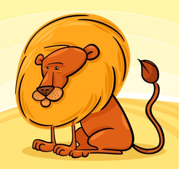 Cartoon Illustration of Cute African Lion Character