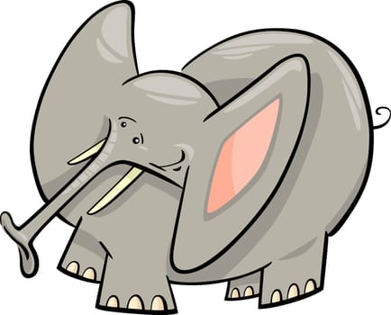 Cartoon Humorous Illustration of Cute Gray Elephant