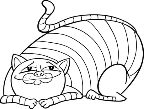 cartoon illustration of cute fat tabby cat for coloring book