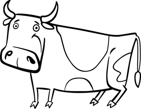 cartoon illustration of cute spotted farm cow for coloring book
