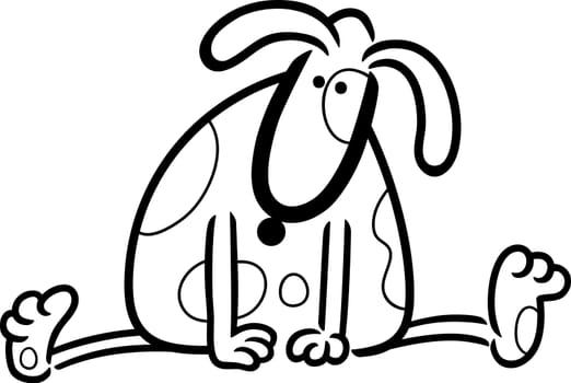 cartoon doodle illustration of cute spotted dog or puppy for coloring book