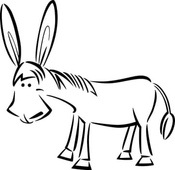 cartoon illustration of cute donkey for coloring book