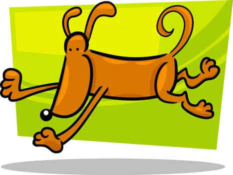 cartoon doodle illustration of running dog or puppy