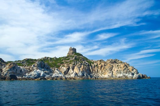View of beautiful sea of Villasimius, in Sardinia, Italy