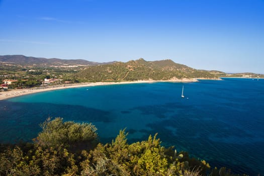 View of beautiful sea of Villasimius, in Sardinia, Italy