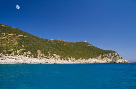 View of beautiful sea of Villasimius, in Sardinia, Italy