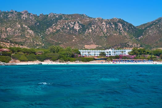 View of beautiful sea of Villasimius, in Sardinia, Italy