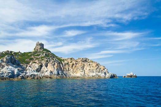 View of beautiful sea of Villasimius, in Sardinia, Italy
