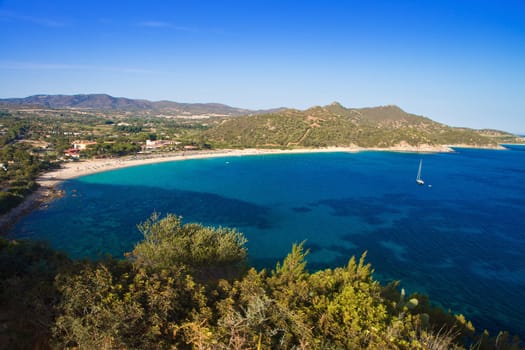 View of beautiful sea of Villasimius, in Sardinia, Italy