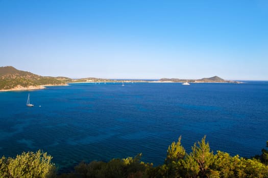 View of beautiful sea of Villasimius, in Sardinia, Italy
