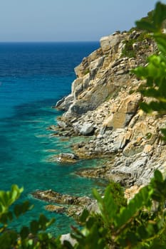 View of beautiful sea of Villasimius, in Sardinia, Italy