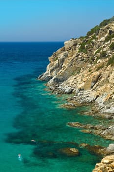 View of beautiful sea of Villasimius, in Sardinia, Italy