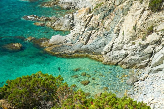 View of beautiful sea of Villasimius, in Sardinia, Italy