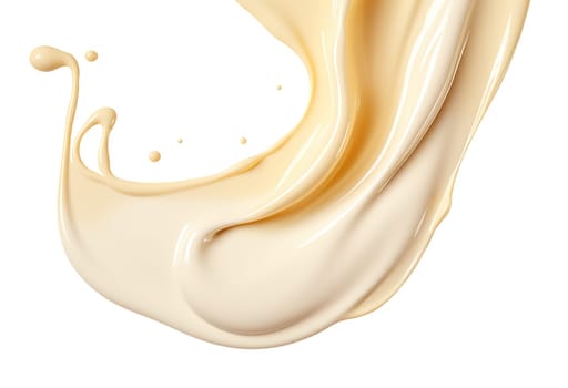 Beige, brown cosmetic cream stroke isolated on white background. Toning face creme, browning body lotion, foundation or base makeup. Beauty make-up product smudge, smear. Creamy drop. Generative AI
