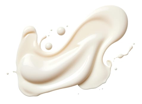 White cosmetic cream stroke isolated on white background. Face creme, body lotion, moisturizer. Skin care, cut out liquid. Beauty make-up product smudge, smear. Creamy drop, splash. Generative AI