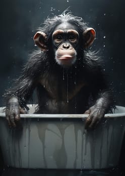Ape wildlife baby cute sad monkey portrait zoo expression black young face chimp primate wild looking animal mammal fur funny chimpanzee nature