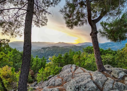 Rural landscape near Val les Bains, in Ardeche, France, Europe. High quality photo