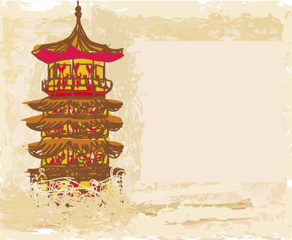 old paper with Asian Landscape