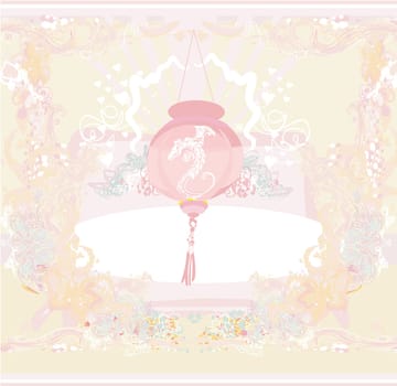Chinese New Year card with asian lanterns