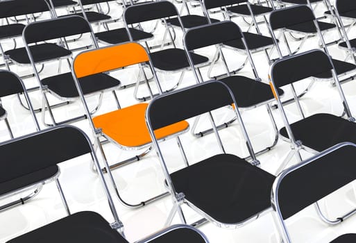 A folding chair in the crowd Black Orange