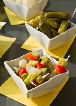 italian appetizer  with olives and pickles